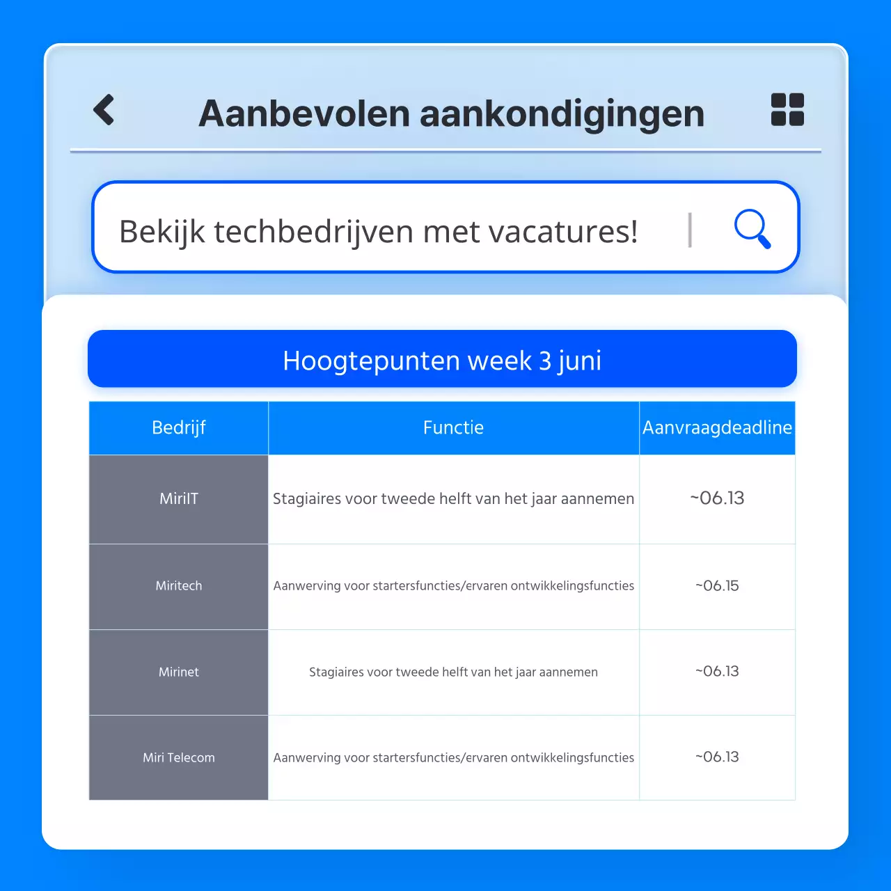 Aanbevolen takenlijst voor IT-bedrijven met blauw 3D-glasmorfisme app concept