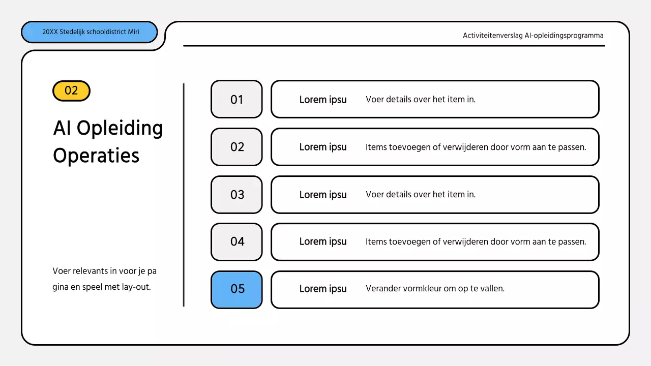 Nette blauw met gele trainingsrapporten presentatie kit