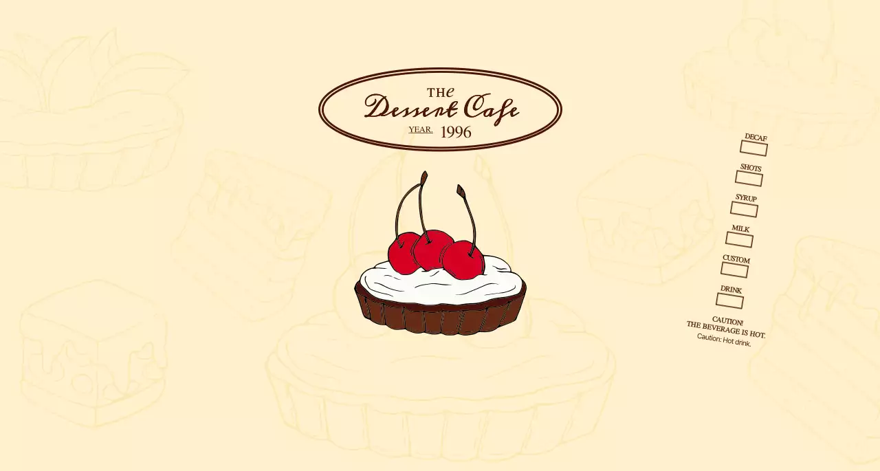Promote and inform cafes with an emotional logo in reddish brown and pale yellow.