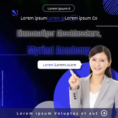 Werbematerial für Schulen im Neon-Stil mit blauen Akzenten