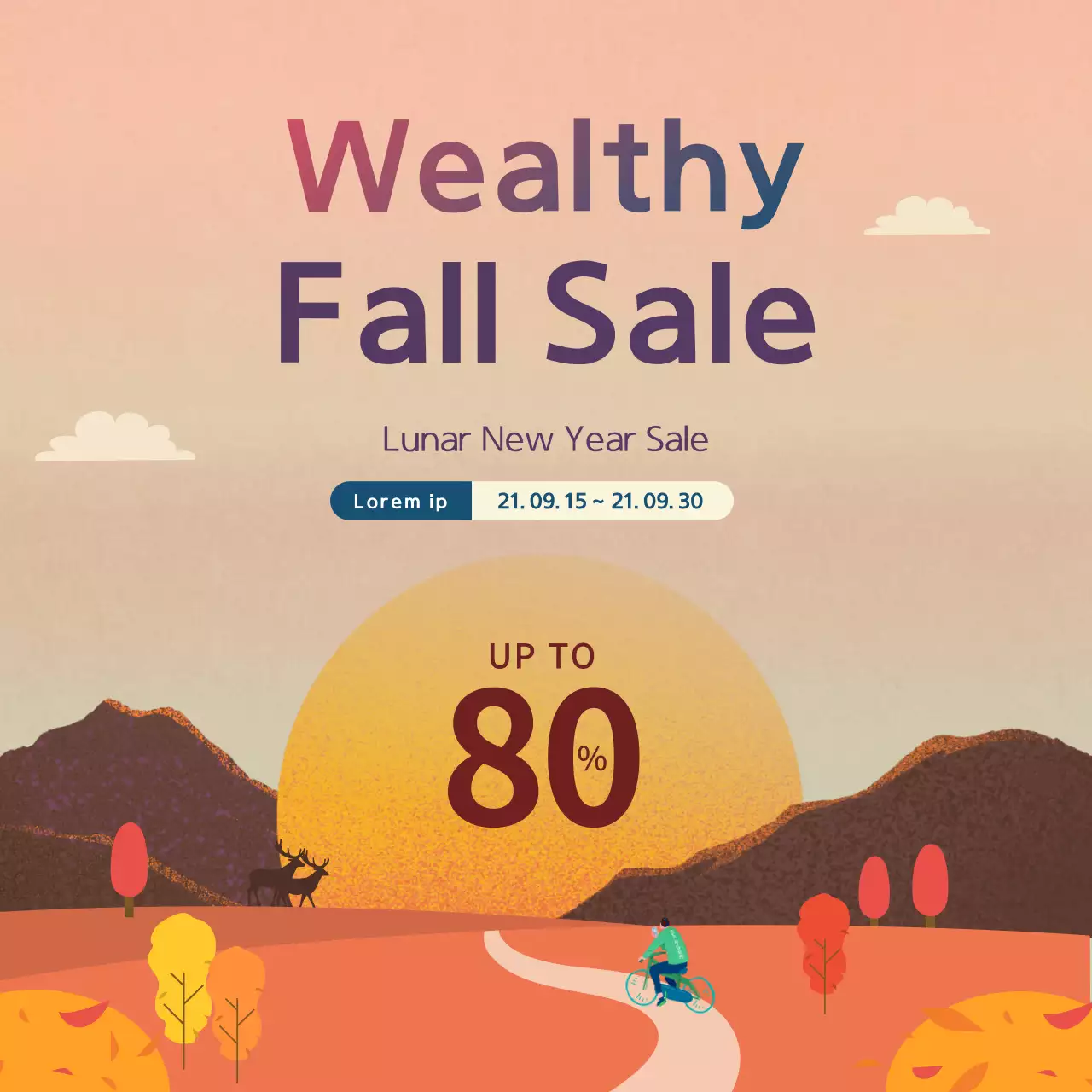 Orange Retro Fall Sale Promotion Banner