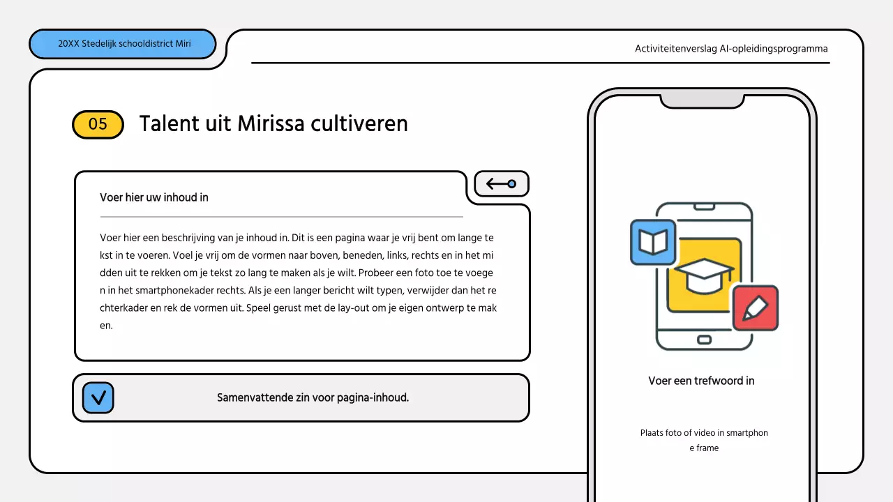Nette blauw met gele trainingsrapporten presentatie kit