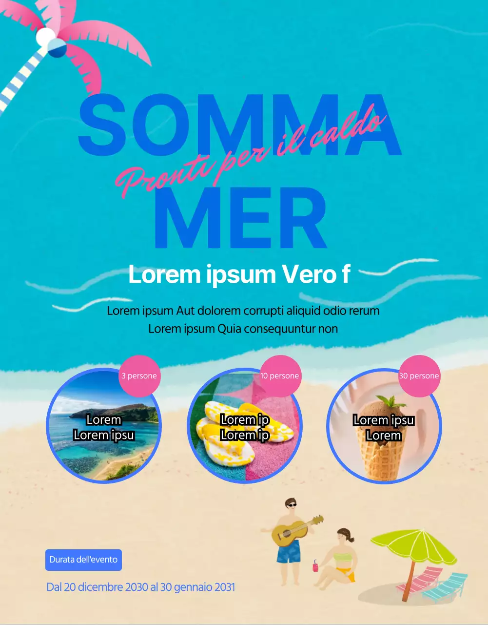 Promuovete i vostri grandi saldi estivi con i toni del blu e del rosa