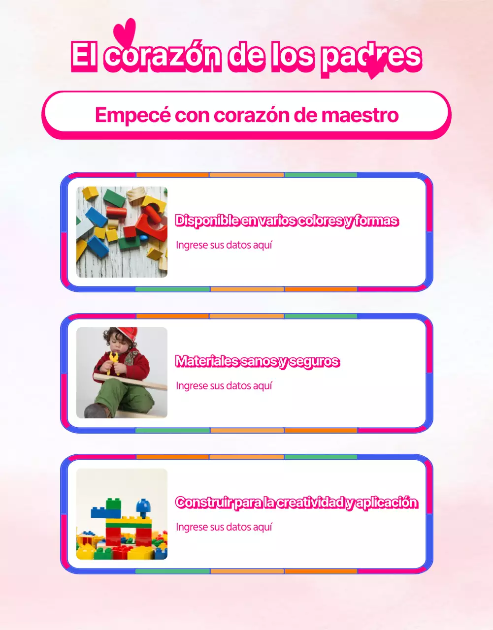 Material de promoción de la parroquia infantil con coloridas ilustraciones del arco iris