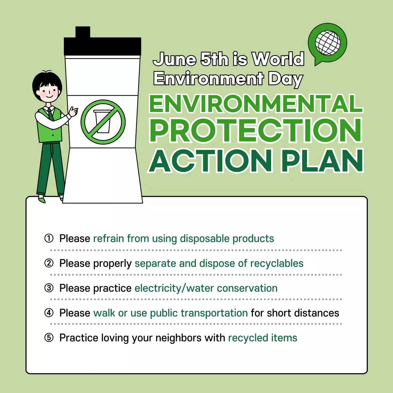 Green Simple Environment Guide Social Media Post