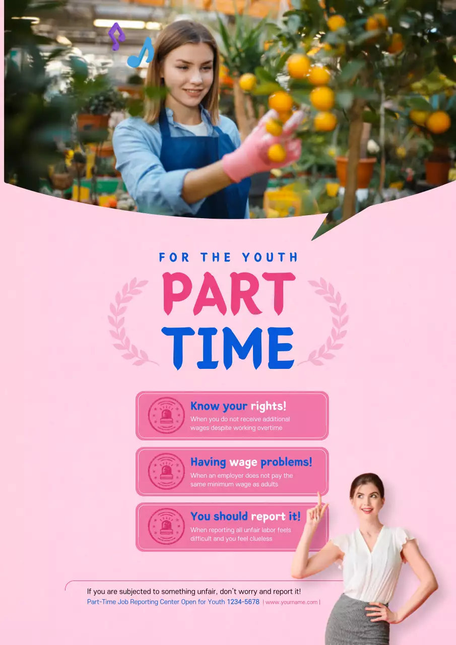 Pink Modern Part-Time Guide Poster