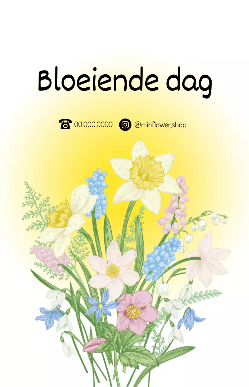Een bloemist met kleurovergangen en boeketillustraties voor een fris lentegevoel