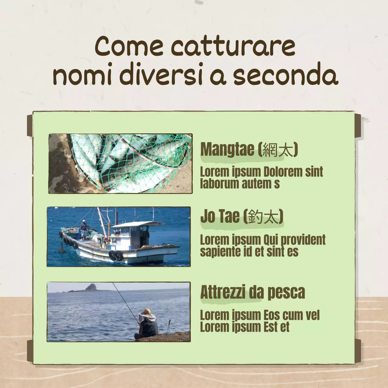 Un concetto tradizionale di vecchio stampo in marrone e albicocca