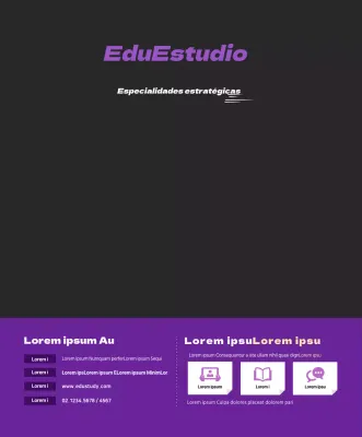Un sencillo estudio conceptual en morado y negro con fines informativos y promocionales.