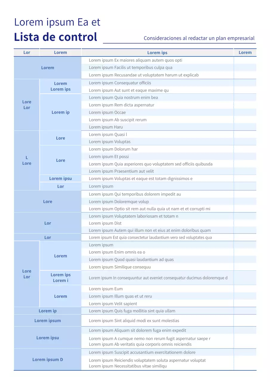 Lista de control para preparar una empresa para crear un polígono industrial de color azul