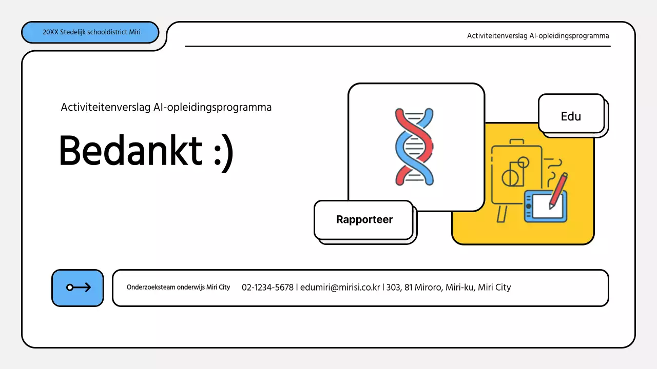 Nette blauw met gele trainingsrapporten presentatie kit