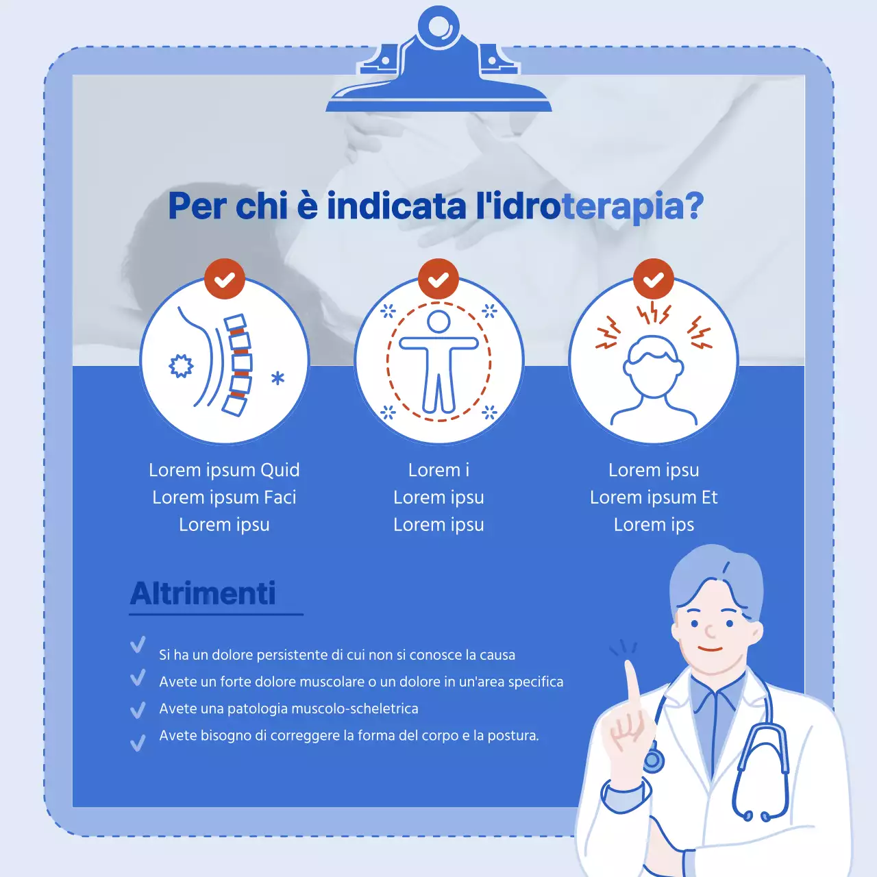 Schema di colori blu con illustrazioni pulite e un concetto di infografica.
