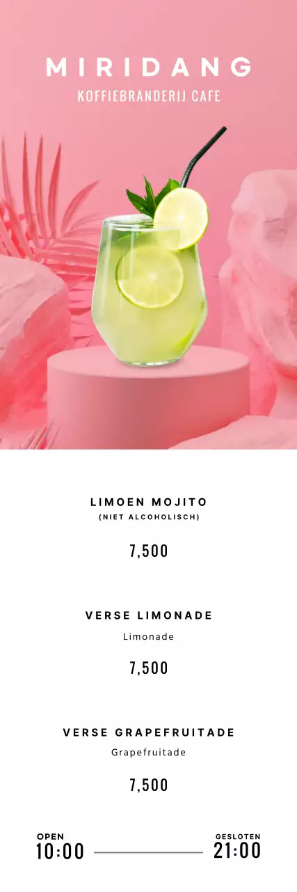 Zomerse drankjes op een roze tropische achtergrond