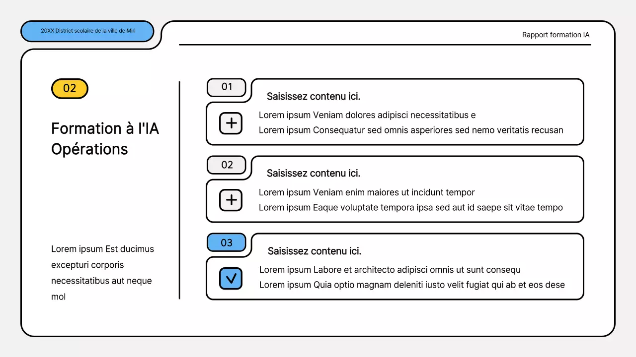 Kit de présentation des rapports de formation bleu et jaune