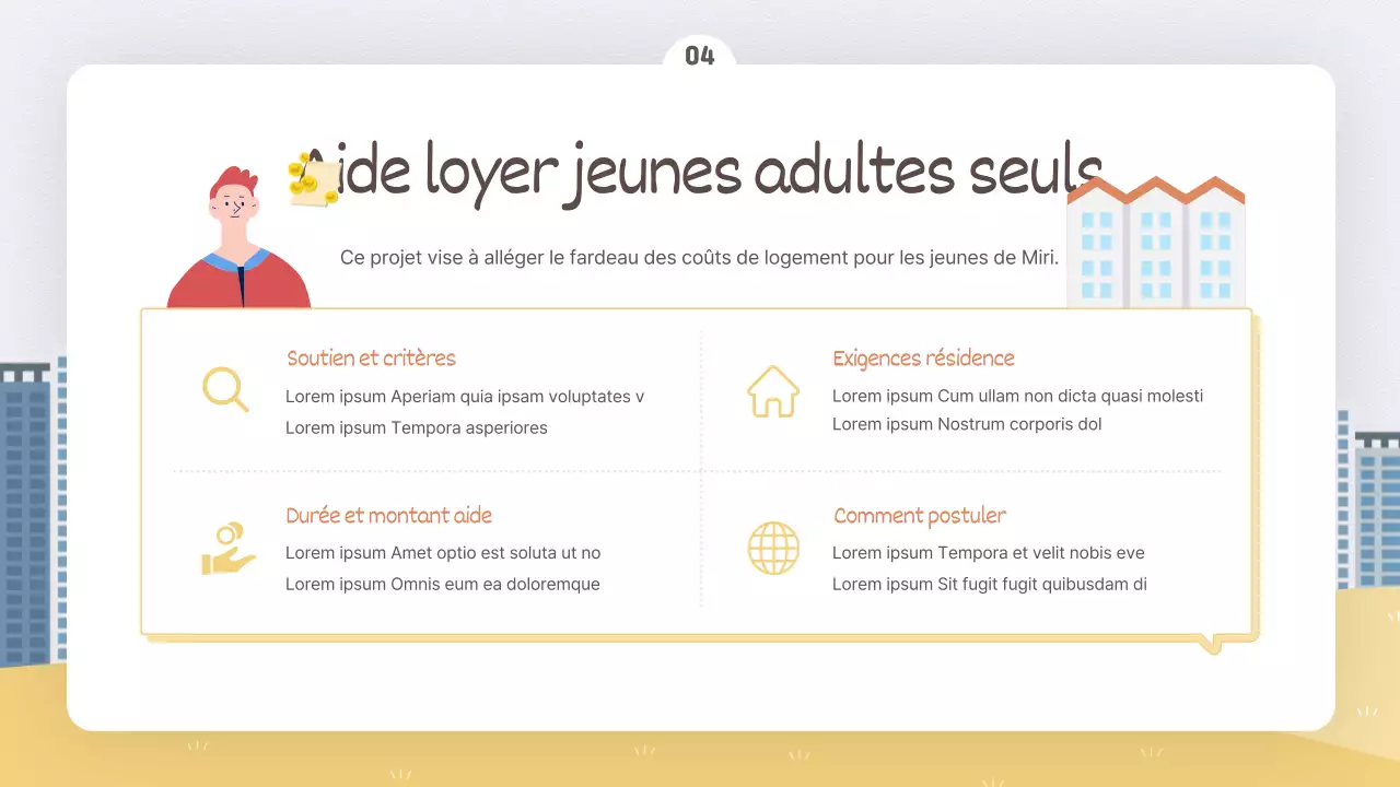 Guide des programmes de l'administration, jaune vif et blanc