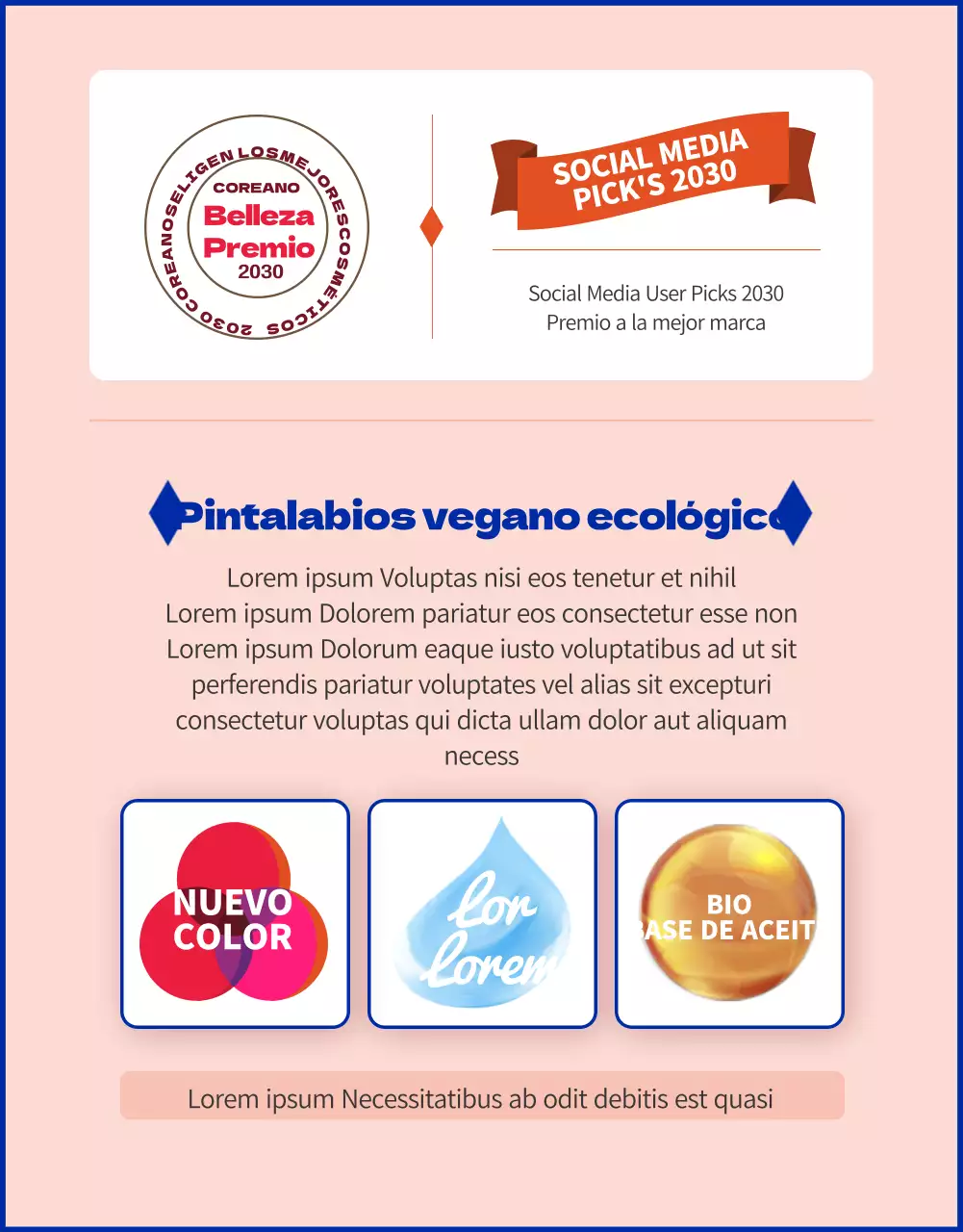 Promover barras de labios vibrantes con toques de color rosa-naranja