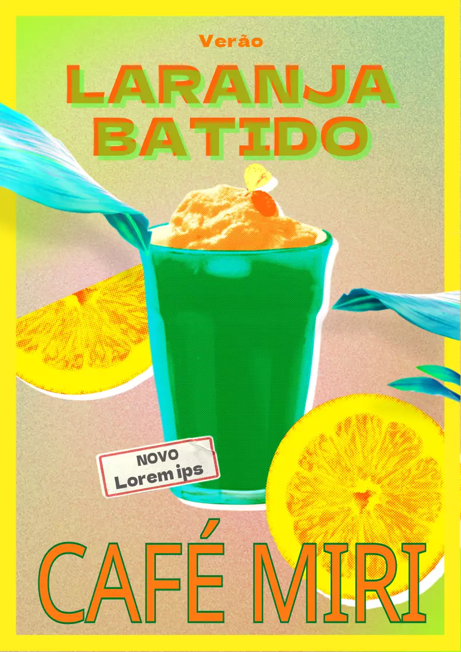 Promover um novo menu de bebidas de verão com um conceito de arte pop num café chique