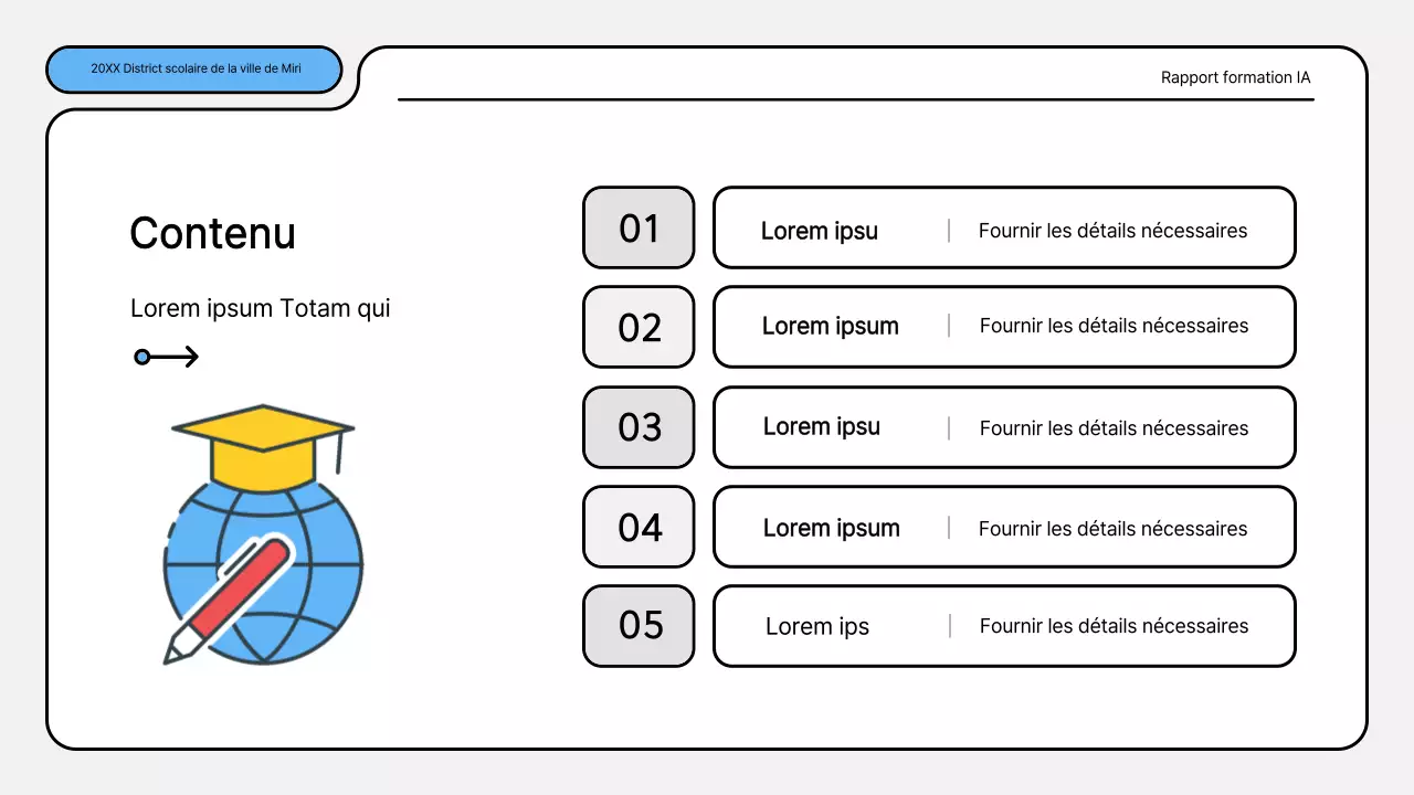Kit de présentation des rapports de formation bleu et jaune