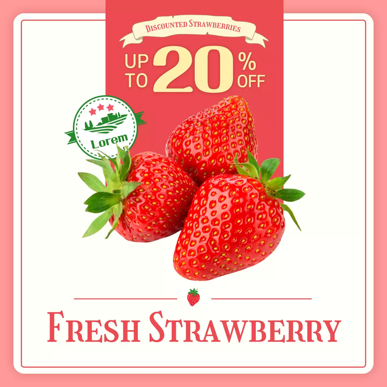 Pink and red strawberries with discounted orders