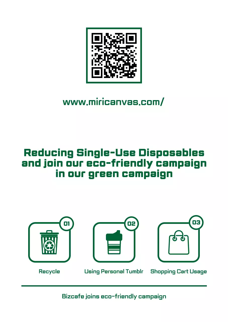 Gaya tata letak kombinasi teks dan ikon yang sederhana dan bersih dengan skema warna hijau dan putih Pengumuman kampanye hijau