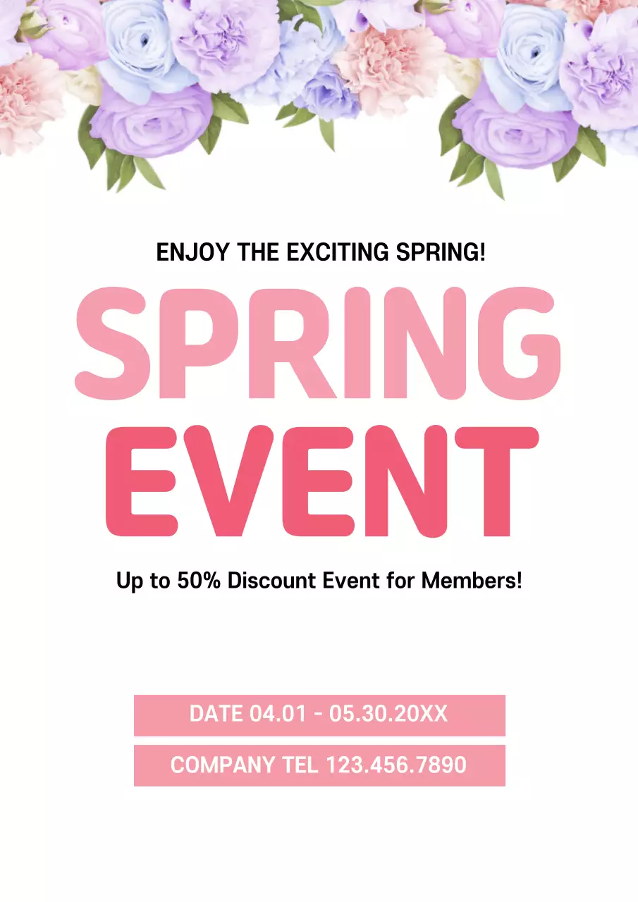 Pink Floral Spring Promotion Poster