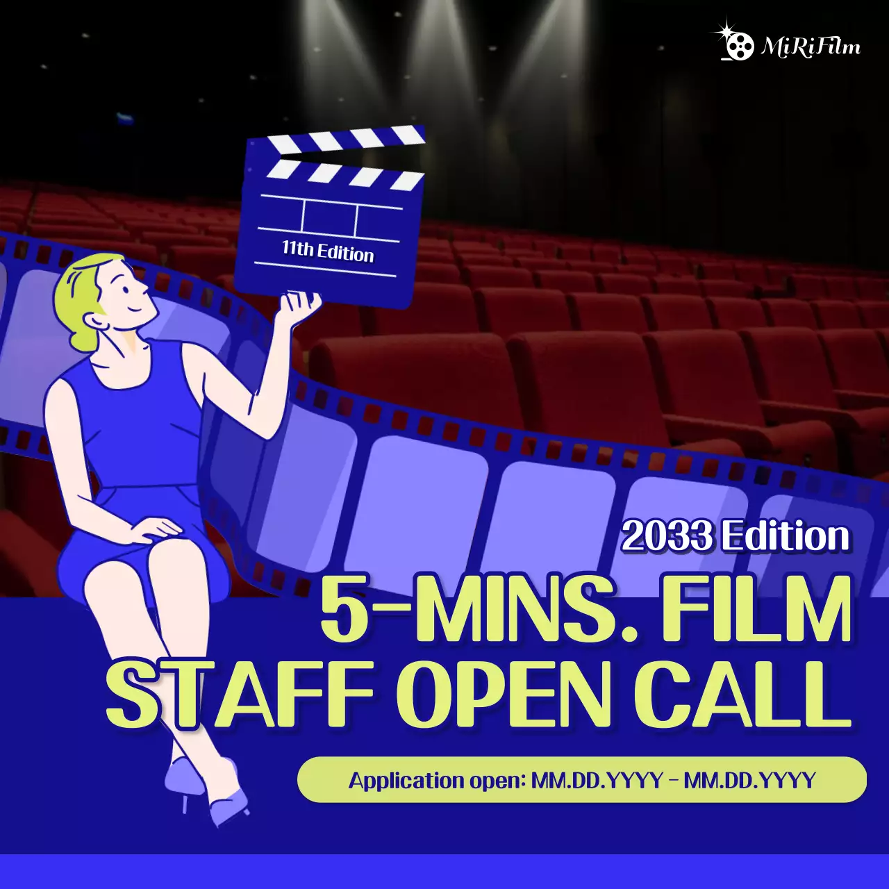 Blue Modern Film Recruitment Instagram Carousel