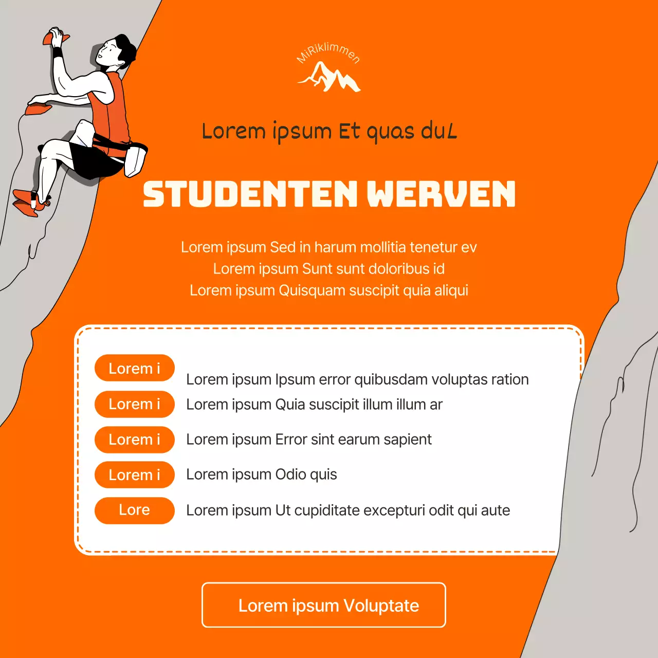 Orange Illustrated Concept Sportklimmen Informatie en werving
