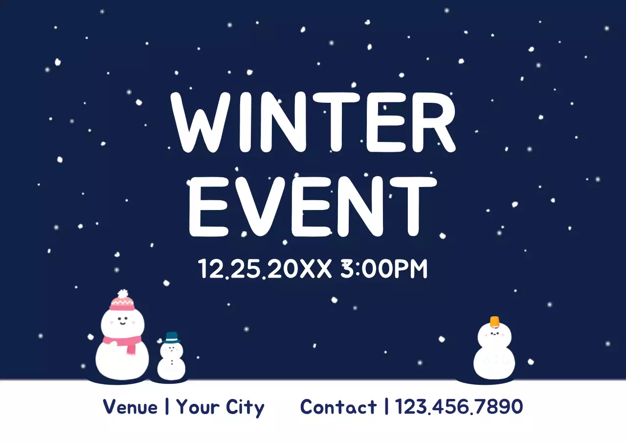 Navy Simple Winter Event Poster