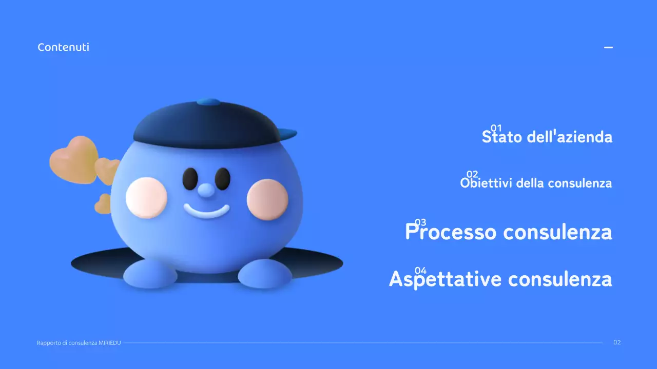 Un personaggio tridimensionale blu con un concetto pulito per una relazione di consulenza.