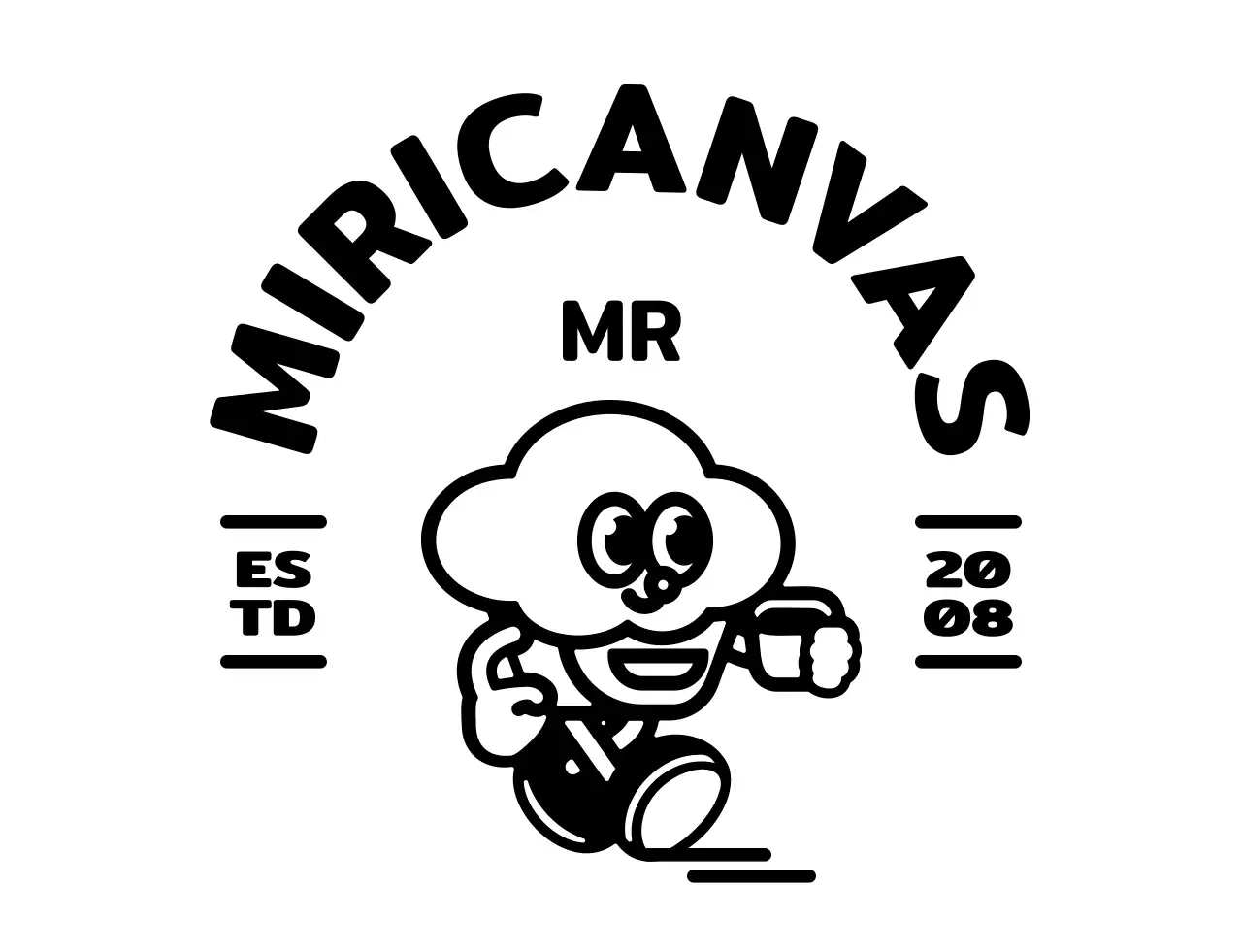 Ilustrasi cupcake yang simpel dan imut dengan logo kafe bergaya lambang