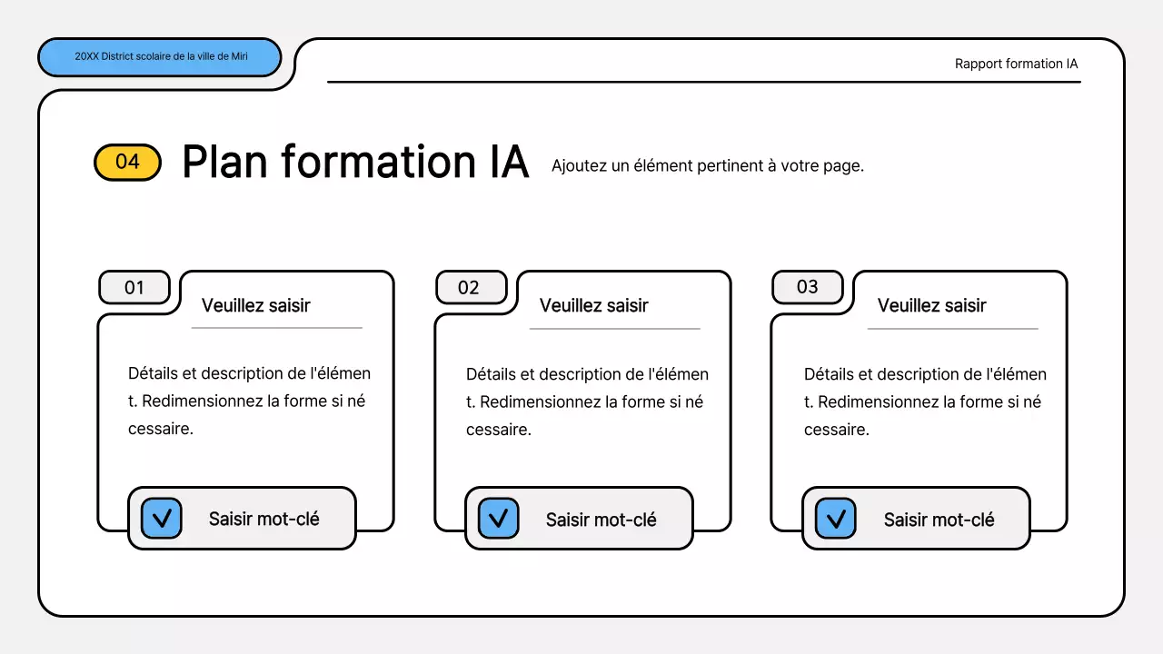 Kit de présentation des rapports de formation bleu et jaune