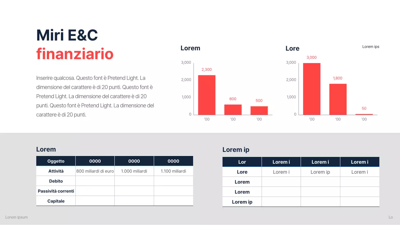 Il brief aziendale di un'impresa di costruzioni per un investimento con un accento di colore navy e rosso pulito