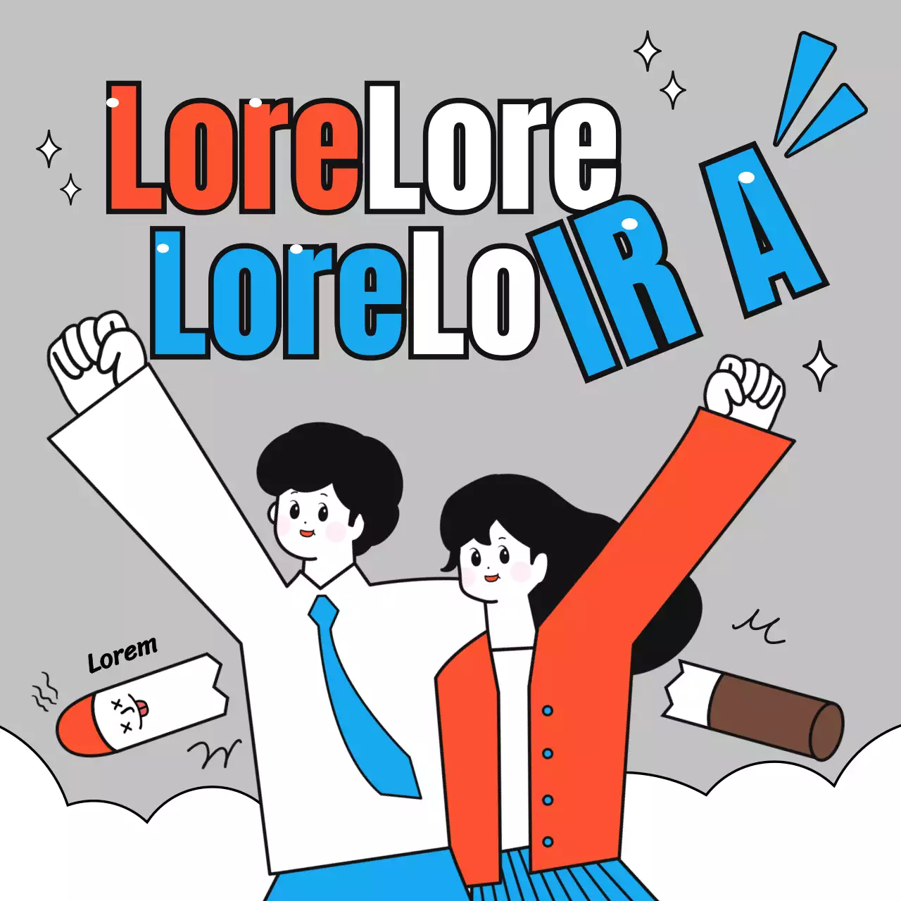 Sencillas y simpáticas ilustraciones en rojo, azul y gris sobre cómo dejar de fumar