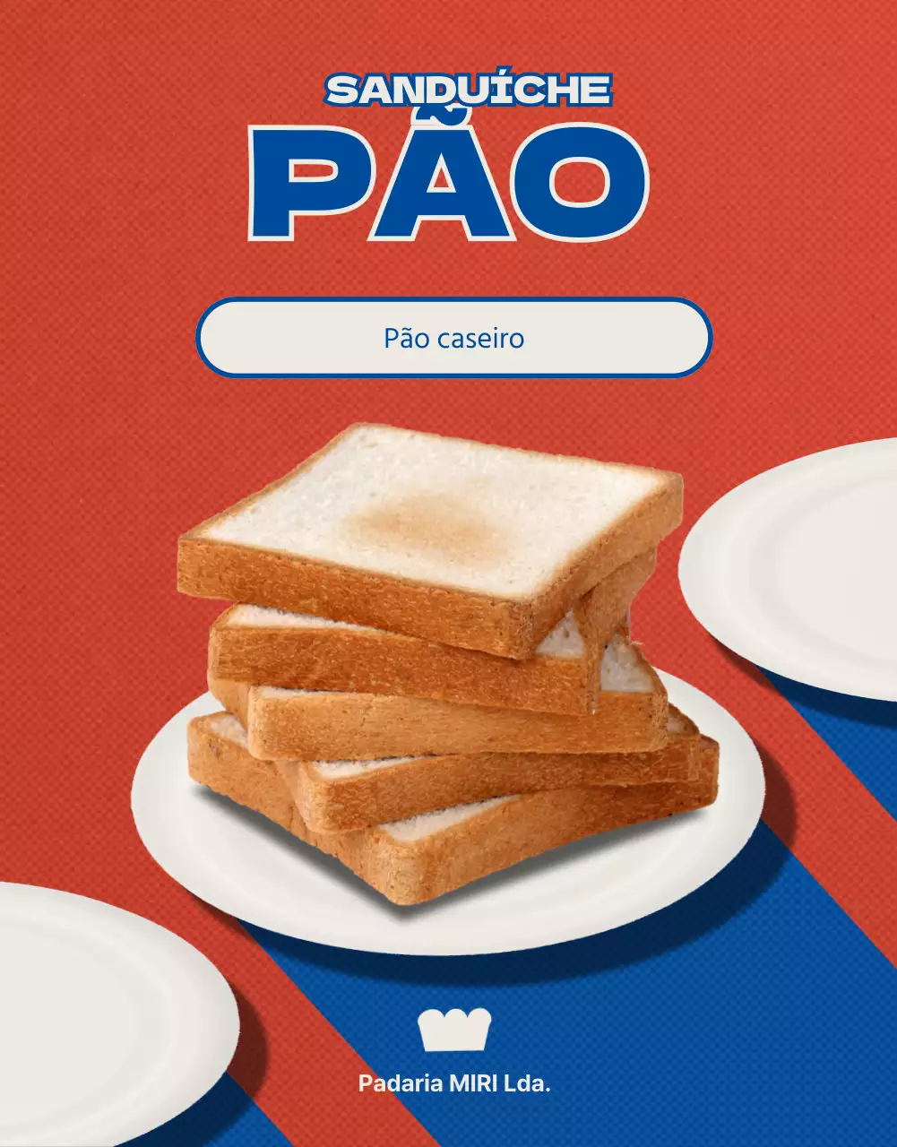 Apresentação do pão vintage vermelho e azul