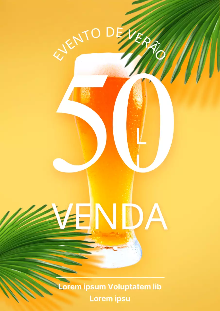 Folheto simples de desconto de cerveja para evento de verão em amarelo