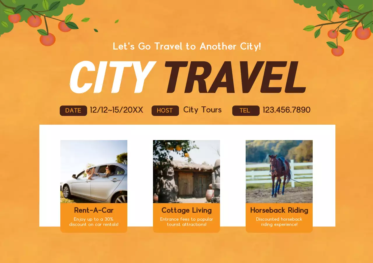 Poster Promosi Perjalanan Trendi Oranye