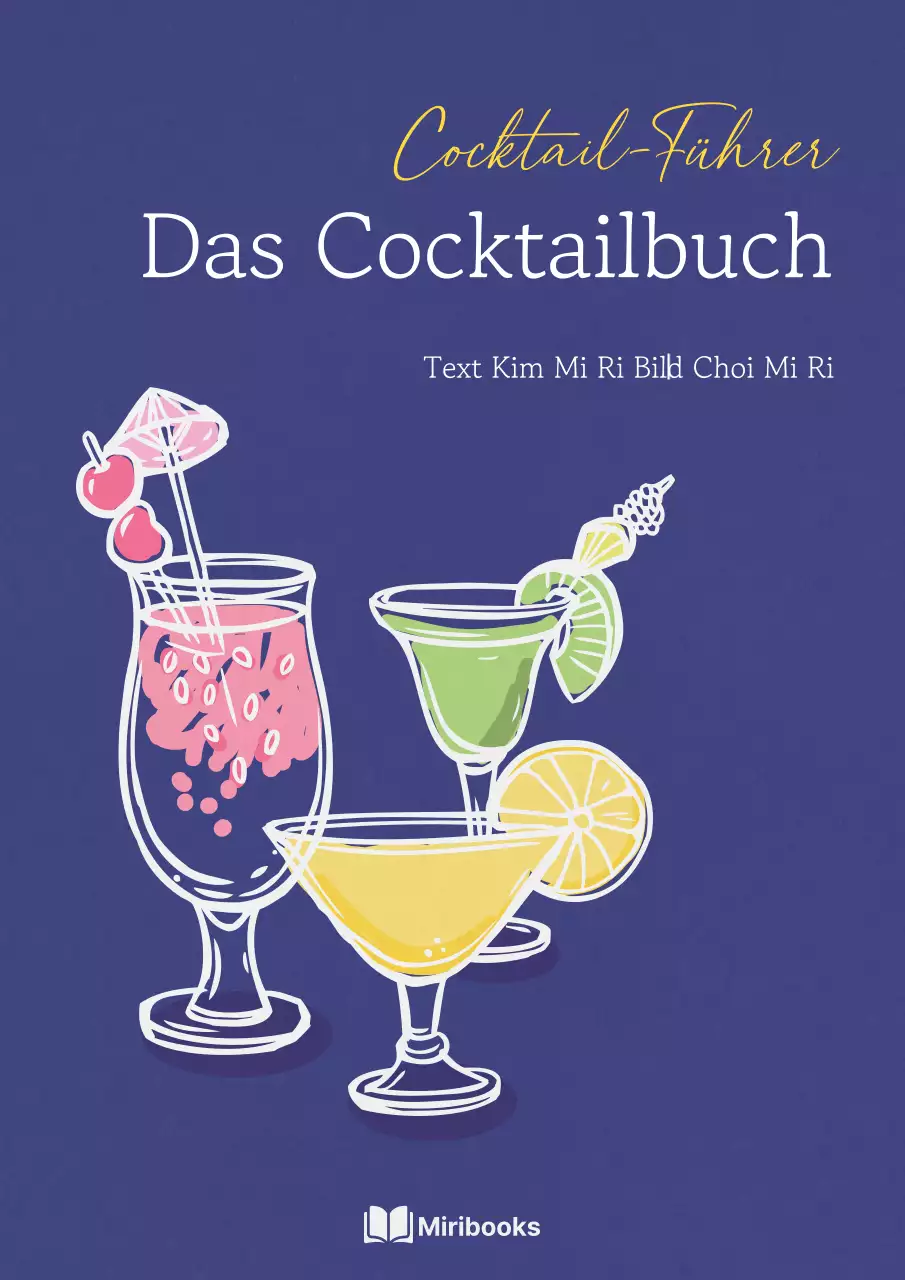 Handgezeichnetes Cocktailbuch mit marineblauem Hintergrund