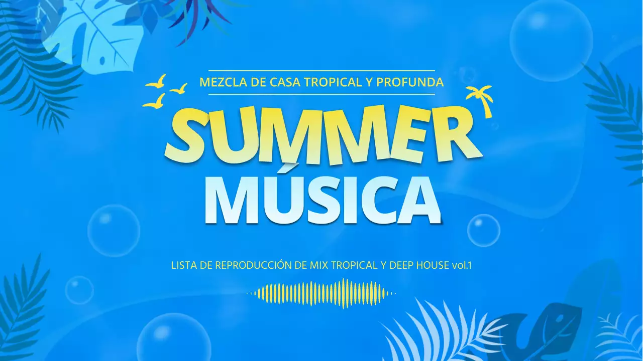 Miniatura de una lista de reproducción de canciones tropicales veraniegas con aires de océano azul