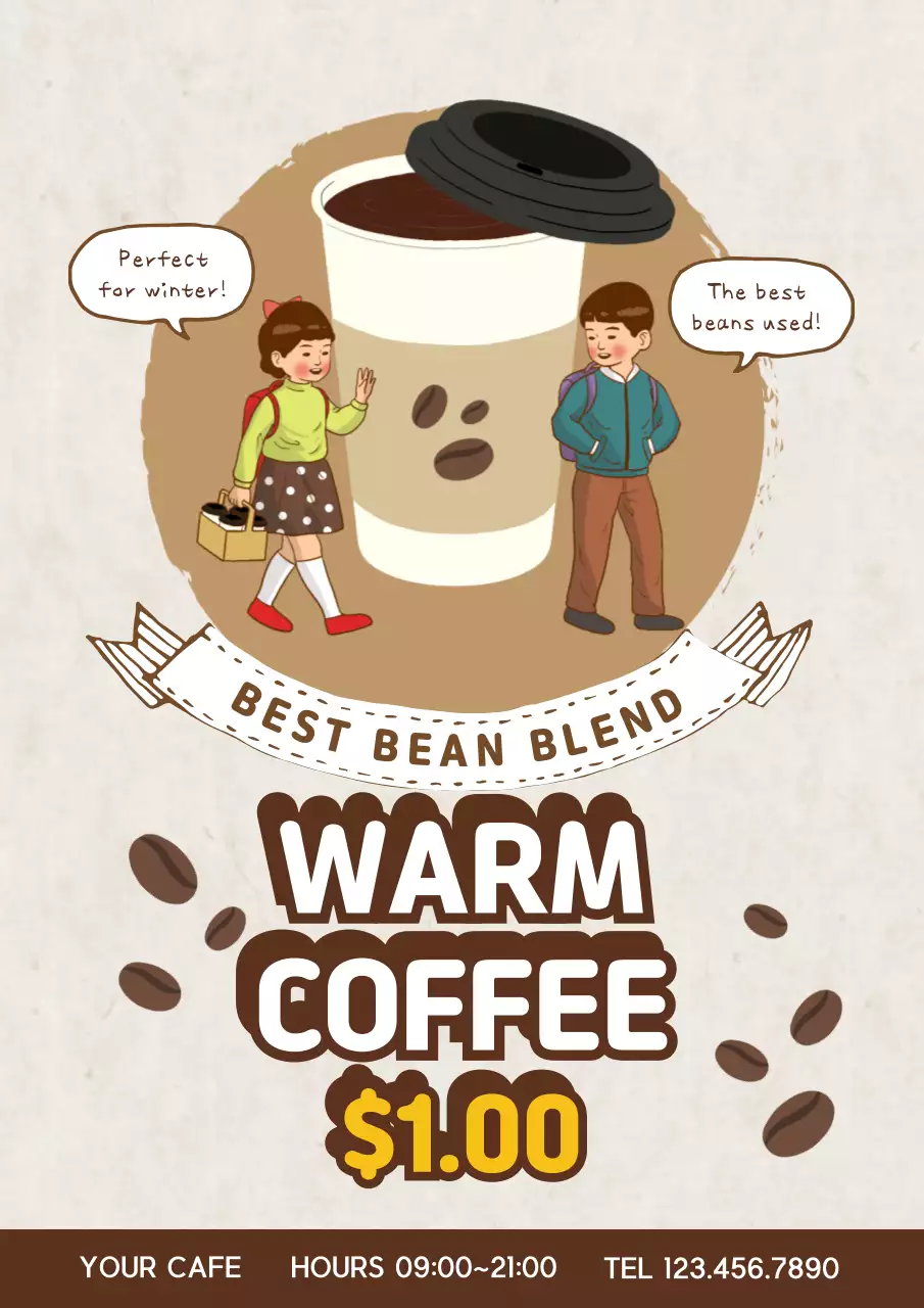 Brown Retro Coffee Promotion Poster