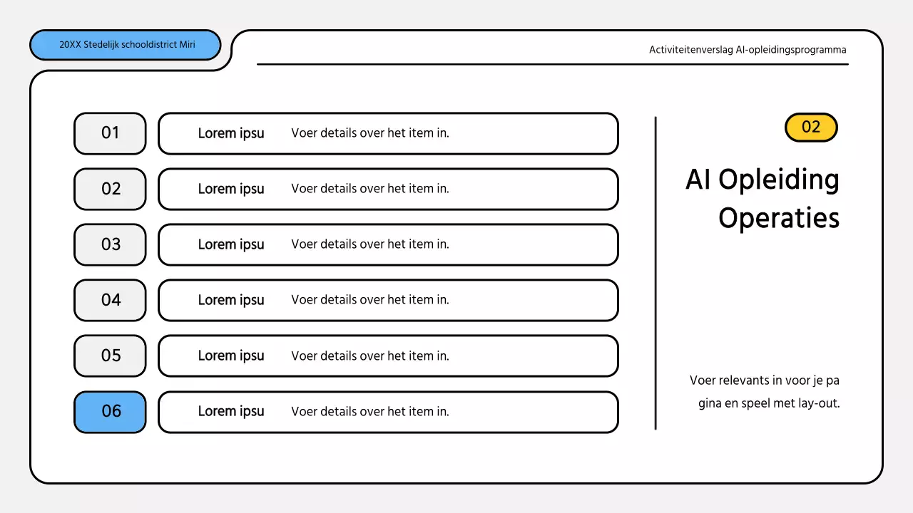 Nette blauw met gele trainingsrapporten presentatie kit