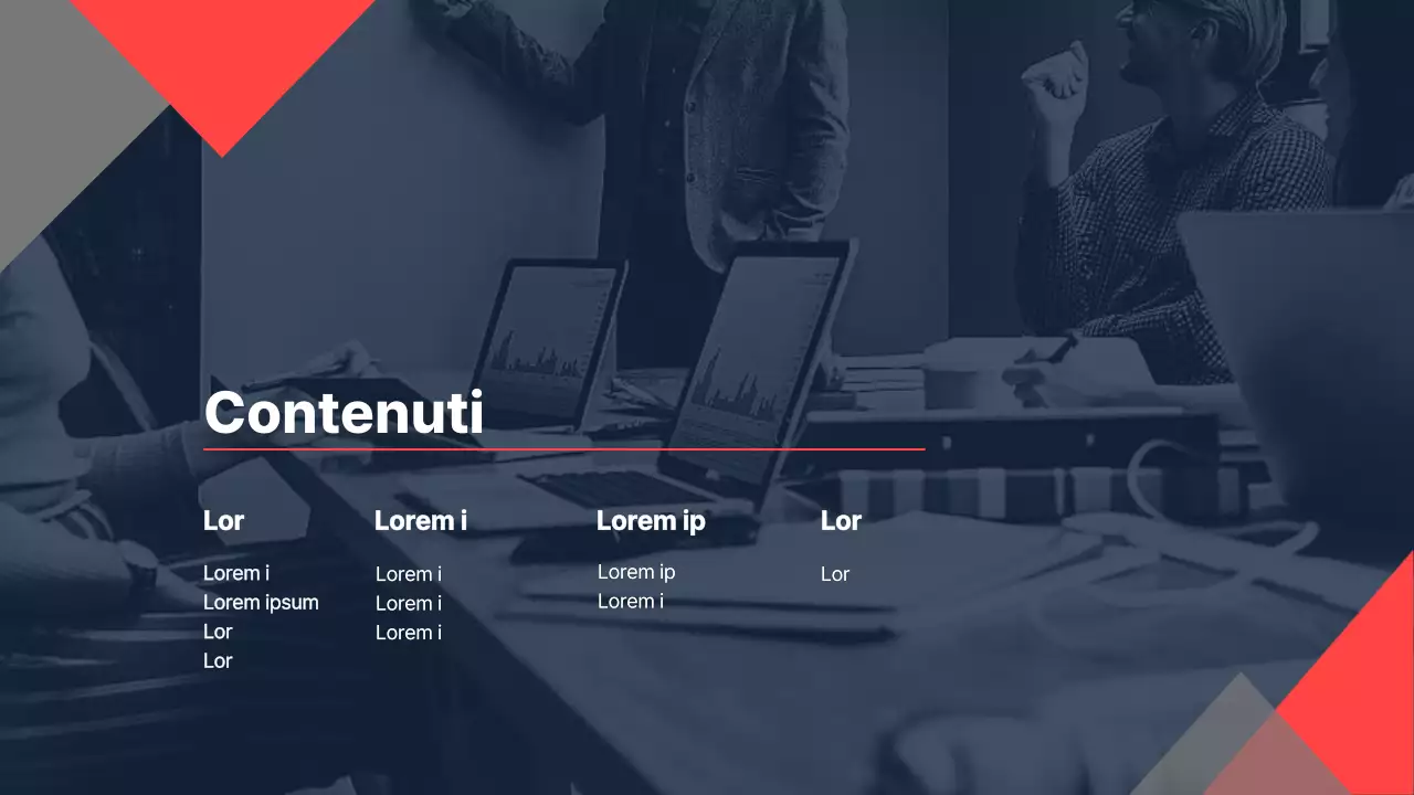 Il brief aziendale di un'impresa di costruzioni per un investimento con un accento di colore navy e rosso pulito