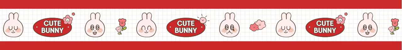 Pola ilustrasi kelinci merah dan putih dengan gaya yang lucu dengan lingkaran dan kelinci