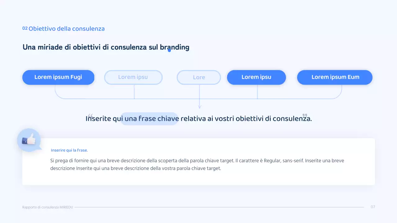 Un personaggio tridimensionale blu con un concetto pulito per una relazione di consulenza.