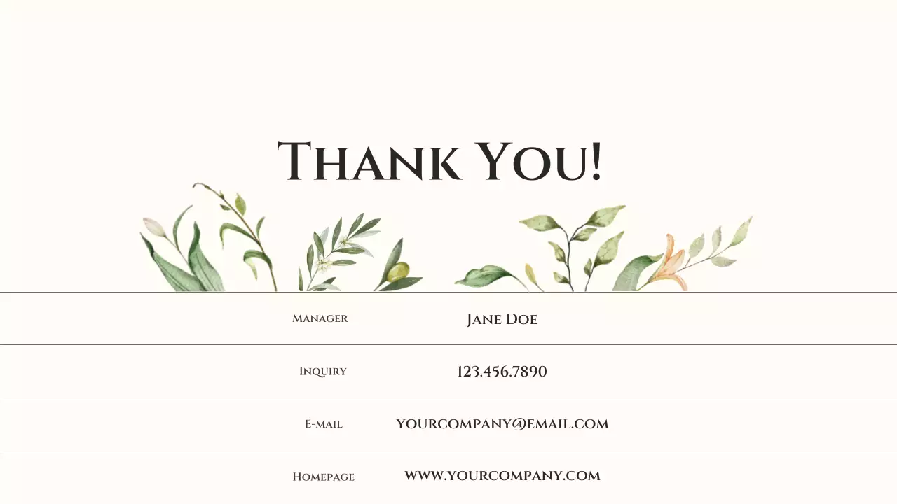 Beige Floral Flower Presentation