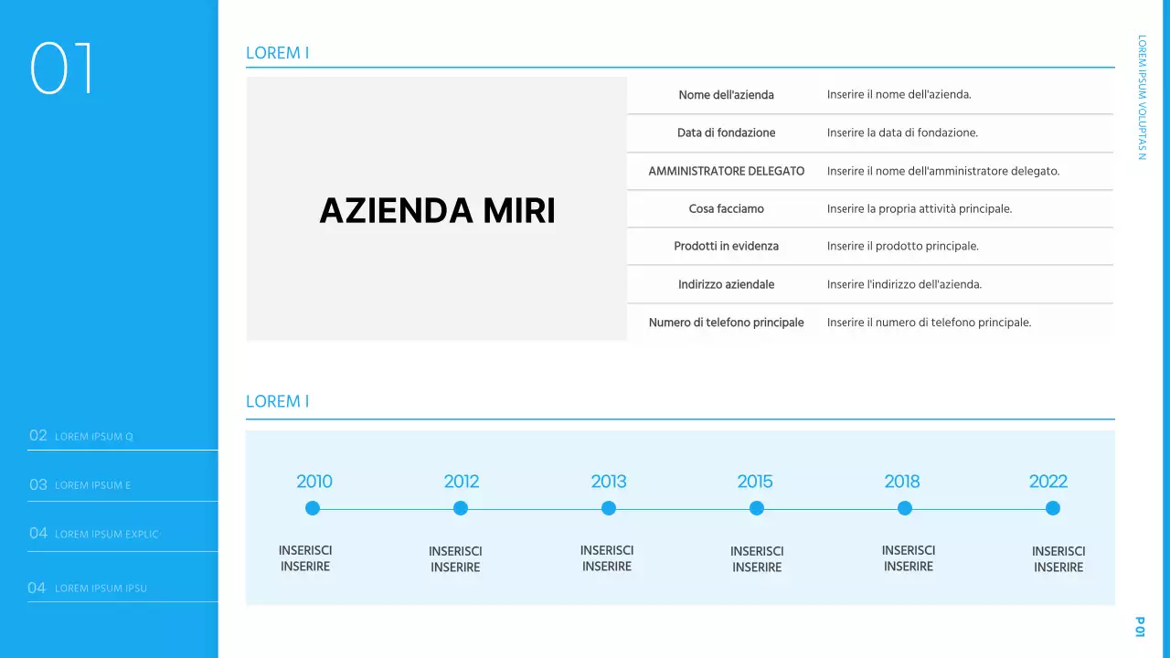 Semplice presentazione del piano aziendale per il nuovo anno in azzurro