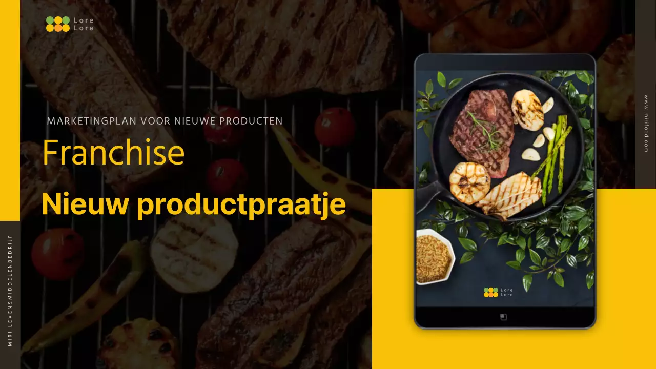 Een voorstel presenteren om een geel en bruin nieuw product te promoten