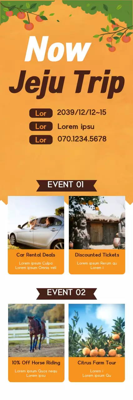 Banner de promoção de viagens da moda laranja