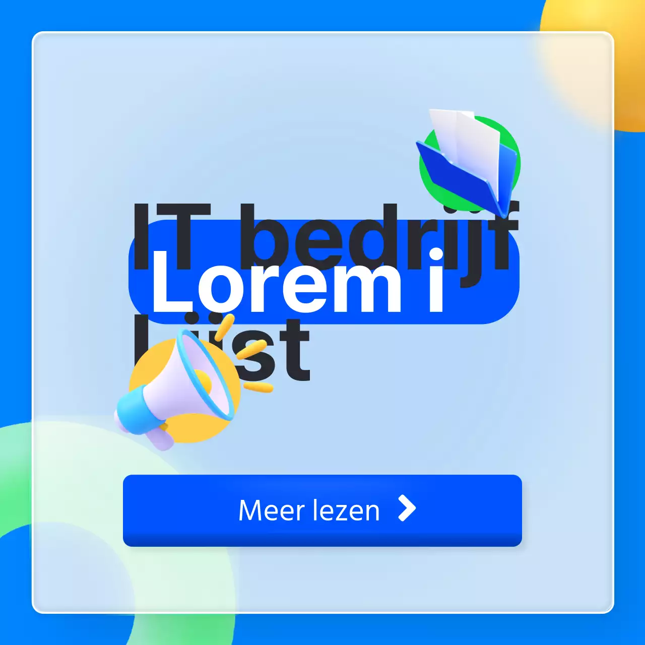 Aanbevolen takenlijst voor IT-bedrijven met blauw 3D-glasmorfisme app concept