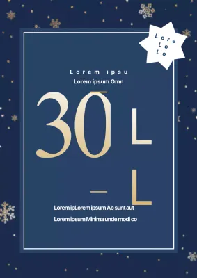 Een flyer met reclame voor een chique seizoensuitverkoop in marineblauw.