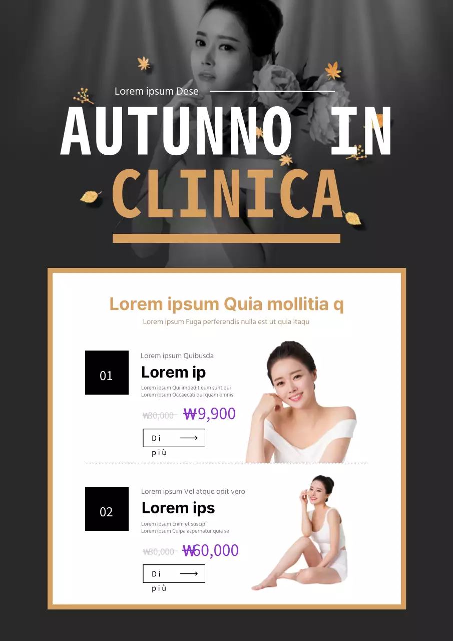 Evento autunnale Skincare con modello femminile nero e oro foto